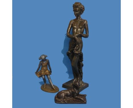 A resin bronze nude female figure, entitled Alethea, limited edition no. 405/750,&nbsp;signed to base Ronald Moll, 63 cm high
