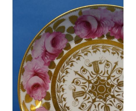 A Spode 'Cabbage Rose' pattern Tea Service, for twelve-place setting including twelve Summer Cups, one with staple repair, tw