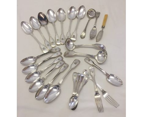 A quantity of A1 silver plated cutlery with the Seymour family (Marquis of Hertford) crest engraved. Comprising: 8 table spoo