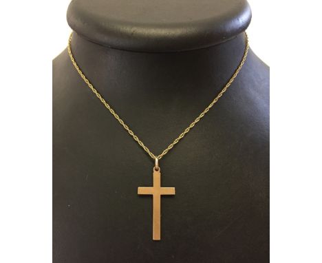 Antique 9ct gold cross pendant, HM Chester 1909, on a 9ct gold chain.  Total weight approx 5.7g.