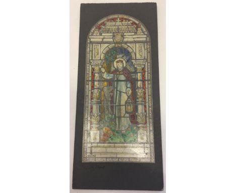 TW Camm Studios watercolour over photographic image, I am the Light of the World (after Holman Hunt).  21cm x 9cm.
