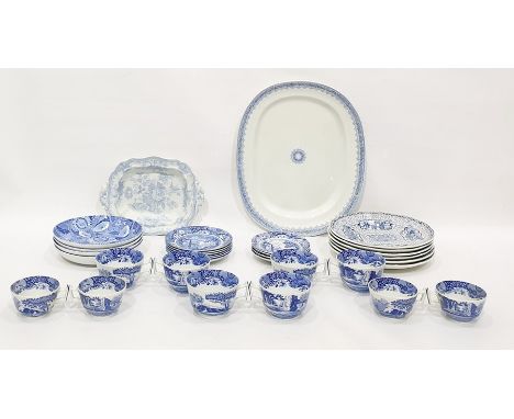 Quantity of Spode 'Italian' pattern teaware, four Spode Blue Room  Collection 'Sunflower' pattern shallow bowls, Asiatic phea