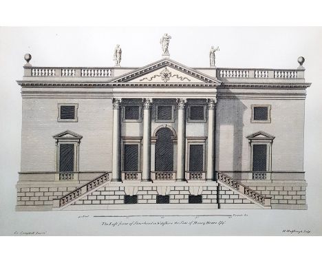Architectural printsAfter H Hulsberg, Colen Campbell, showing East Front of Stourhead, Wiltshire and Burlington Gate, Piccadi