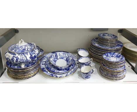 Extensive Royal Crown Derby porcelain dinner and tea service 'Mikado' pattern to include two-handled tureen and cover, two gr