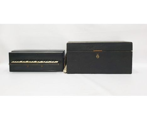 Ebonised accordion with keyboard, in stained wood felt lined case 