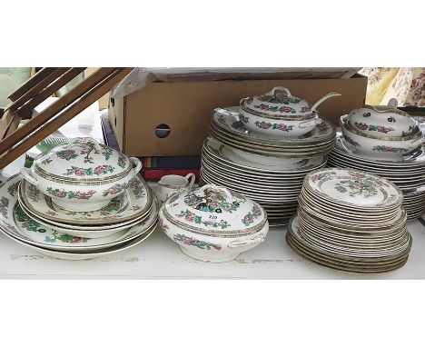 Quantity of Keeling & Co 'Indian Tree' dinner service including meat plates, dinner plates, soup plates, side plates, tea pla