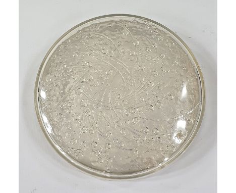 Rene Lalique Muguets pattern circular lidded box, No. 41, 26cm diameterCondition ReportBottom of lidded box is clear -chip on