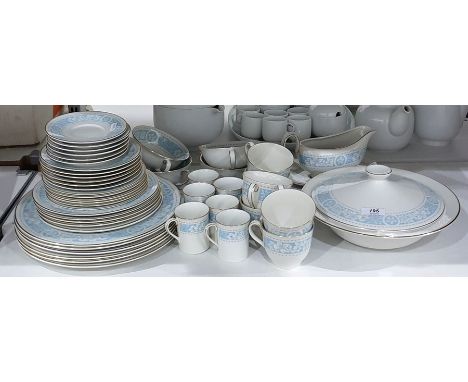 Royal Doulton 'Hampton Court' part dinner service including six dinner plates, side plates, tea plates, teacups and saucers, 