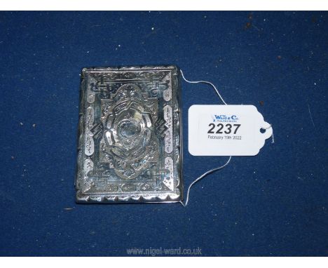 A Silver Calling Card Case with engine turned detail, hallmarks for Birmingham 1863 but indistinct, makers mark F.M, 119 gram