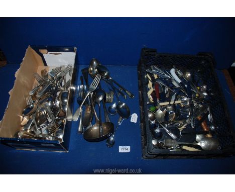 A quantity of cutlery including; a Mappin &amp; Webb for 'Midland railway Hotels' sugar tongs, cake slices, ladle, basting sp