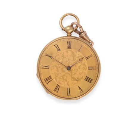 An 18ct Gold Pocket Watch, circa 1870, cylinder movement signed Mottu Geneve, gold coloured dial with Roman numerals, back co