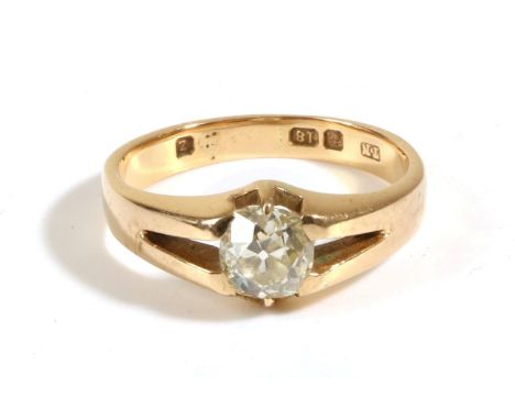 An 18 Carat Gold Solitaire Diamond Ring, an old cut diamond in an extended claw setting, to a tapering shank, estimated diamo