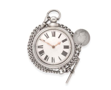 A Silver Pair Cased Pocket Watch, signed Josh Hall, Alford, 1848, gilt fusee lever movement signed and numbered 24171, diamon