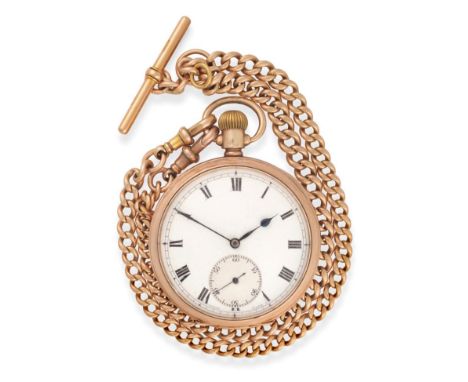 A 9ct Gold Open Faced Keyless Pocket Watch, 1924, lever movement, enamel dial with Roman numerals, seconds dial, maker's mark