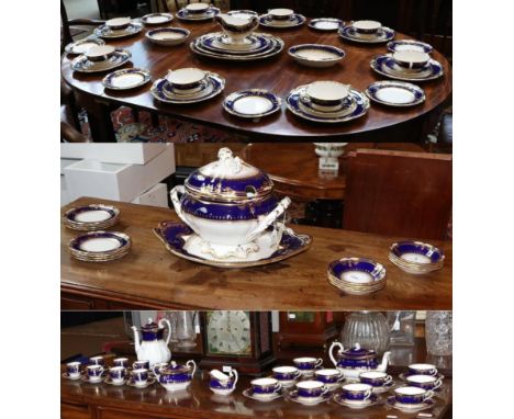 A Spode Bone China Tea, Coffee and Dinner Service, late 20th century, decorated with the Lancaster pattern, comprising a soup