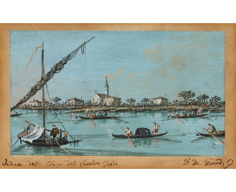 GUARDI, GIACOMOVenedig 1764 - 1835Titel: Blick auf die Insel Cavallino. Technik: Aquarell und Gouache auf Papier. Montierung: