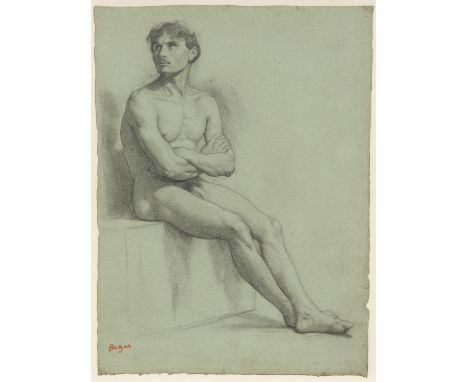 DEGAS, EDGARParis 1834 - 1917Titel: Männerakt. Datierung: Um 1850-60. Technik: Bleistiftzeichnung auf Papier. Montierung: Kas