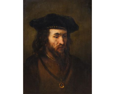 REMBRANDT VAN RIJN1606 Leiden - 1669 AmsterdamWerkstattTitel: Bildnis eines bärtigen Mannes mit Barett und Goldkette. Datieru