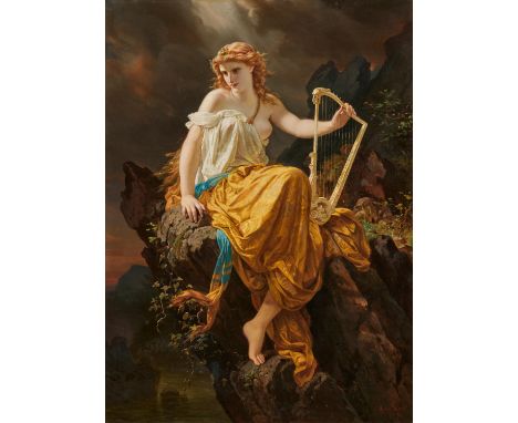 BEWER, CLEMENS1820 Aachen - 1884 BonnTitel: Loreley auf dem Felsen. Datierung: 1867. Technik: Öl auf Leinwand. Montierung: Do