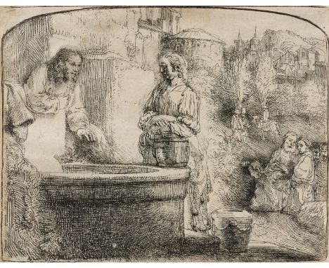 REMBRANDT VAN RIJN1606 Leiden - 1669 AmsterdamTitel: Christus und die Samariterin. Bartsch 70, Zustand IV von IV. Datierung: 
