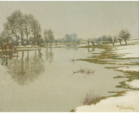 CLARENBACH, MAX1880 Neuss - 1952 Wittlaer/DüsseldorfTitel: Winter in den Erftauen. Technik: Öl auf Leinwand. Maße: 40 x 51cm.