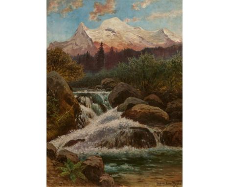 LOHR, AUGUST1843 München - um 1919 BerlinTitel: Mexikanische Gebirgslandschaft mit einem Wasserfall vor dem Iztaccíhuatl. Dat