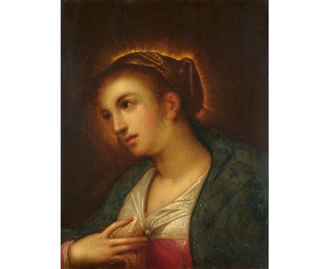 GELDORP, GORTZIUS1553 Löwen - 1618 KölnTitel: Maria im Strahlenkranz. Technik: Öl auf Holz. Maße: 55 x 44cm. Bezeichnung: Mon