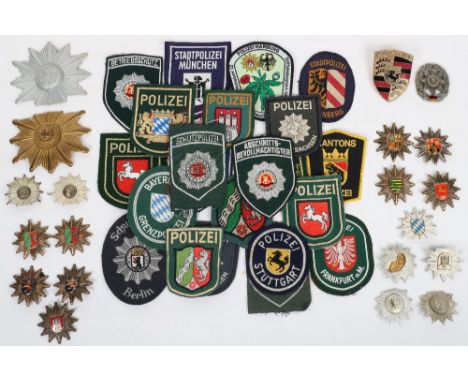 Collection of Obsolete German Polizei Badges/Patches, including: Military police, Berlin, Autobahn, Munich, Hamburg, Nord Rhi