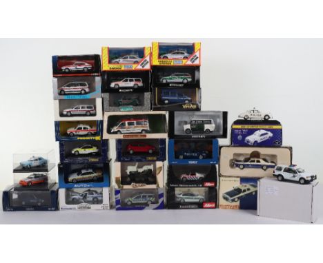 Quantity of Mixed police models, including, Corgi toys va10802 and us06007, schuco BMW polizei and Opel politie, dinkum ford 