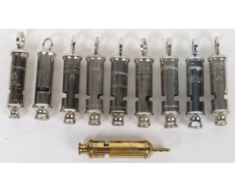 Seven Later Issue Police whistles, 2 x The Metropolitan, Hong Kong, The Metropolitan Kent Constabulary, The Metropolitan J Hu