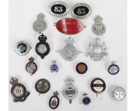 Quantity of Obsolete Kings crown Police cap and lapel badges, including: Aberdeen City police cap badge, Air Ministry Constab