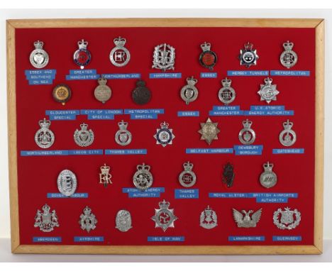 Collection of Thirty Three Obsolete Police Cap Badges, Queens crown: Essex and Southend Constabulary, Greater Manchester Poli