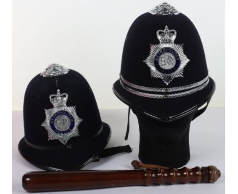 Obsolete Metropolitan Police Inspectors Helmet, rose top, Queens crown helmet plate, two chrome bands, other ranks helmet  pl