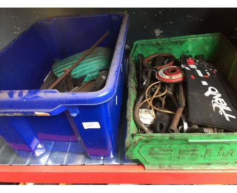 TWO PLASTIC TUBS OF TOOLS