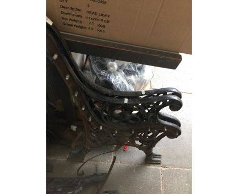 A PAIR WROUGHT IRON GARDEN BENCH ENDS