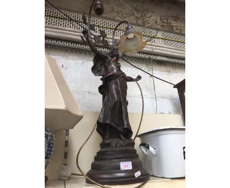 FIGURE LAMP - ONE SHADE MISSING