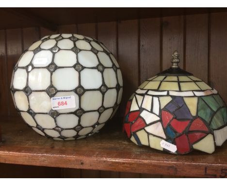 TWO LEADED GLASS LIGHT SHADES