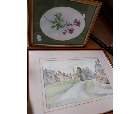 A LIMITED EDITION PRINT AND A STILL LIFE WATERCOLOUR