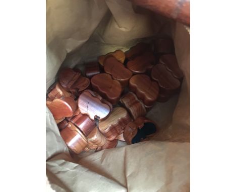 A BAG OF WOOD TRINKET BOXES