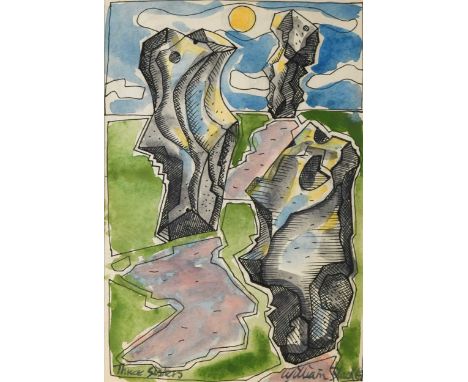 § William Black (20th century) Three Sisterssigned and dated 'William Black 67' (lower right)ink and watercolour, unframed24 