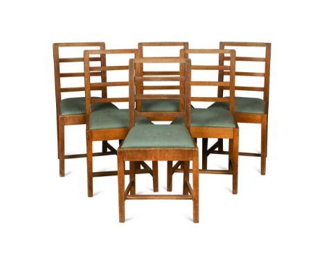 Frank Whitton for Gordon Russell, a set of six oak dining chairs, 1936,  design no. 1230, each of ladder back design86cm high