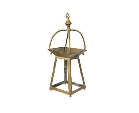 An Arts &amp; Crafts brass hall lantern,  52cm high
