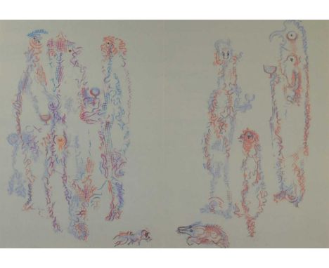 § Max Ernst (1891-1976) Les Chiens ont Soiflithograph, unframed43.5 x 62cm