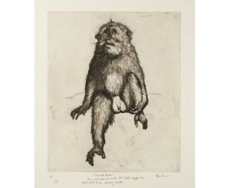 § Hugo Wilson (1982-) Goodbye to Monkeys IIsigned 'Hugo Wilson' (lower right); inscribed with the dedication 'To the best Ali