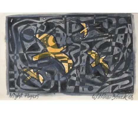 § William Black (20th century) Night Flyerssigned and dated 'William Black 68' (lower right)ink and watercolour, unframed13 x