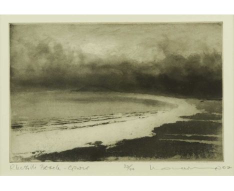§ Norman Ackroyd CBE, RA (1938-) Rhossili Beach - Gowersigned and dated 'Norman Ackroyd 02' (lower right); numbered 32/90etch