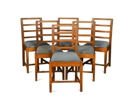 Frank Whitton for Gordon Russell, a set of eight light oak dining chairs, 1936, design no. 1230, each of ladder back design86