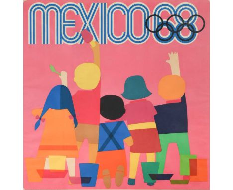 An original poster for the 1968 XIX Summer Olympic Games, Mexico, offset lithograph61.5 x 60cm