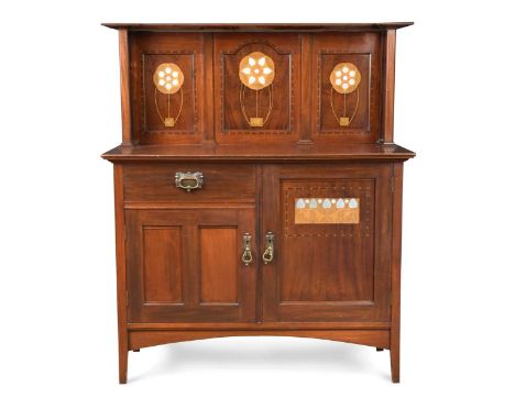 Shapland &amp; Petter, Barnstaple, an Art Nouveau mahogany sideboard,  the gallery back with pierced sides, the back inlaid i