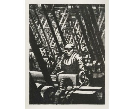 Christopher Richard Wynne Nevinson ARA (1889-1946) Building Aircraft: Making the Engine, from the series The Great War: Brita